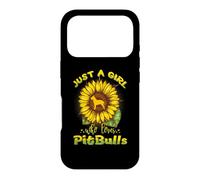 Carcasa para iPhone 17 Pro Just A Girl Who Loves Pitbulls Funny Dog Sunflower Pitbull