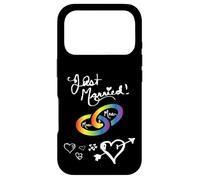 Carcasa para iPhone 17 Pro Just Married Mrs & Mrs Gay Lesbianas Boda Compromiso Decoración