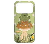 Carcasa para iPhone 17 Pro Kawaii Frog Sitting On Mushroom Cute Aesthetic Pattern