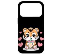 Carcasa para iPhone 17 Pro Kawaii Tiger Boba Lover Illustration