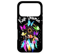Carcasa para iPhone 17 Pro Keep On Dreamin - Atrapasueños con Plumas de Mariposas Coloridas