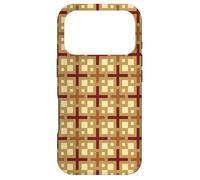 Carcasa para iPhone 17 Pro Khaki Cream Maroon Square Plus Rustic Antique Folk Pattern