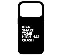 Carcasa para iPhone 17 Pro Kick Snare TOMS High Hat Crash Drum Set Texto