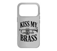 Carcasa para iPhone 17 Pro Kiss My Brass Trompeta Juego de Palabras Divertido Banda de música Músico Juego de Palabras