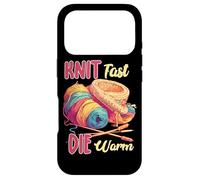 Carcasa para iPhone 17 Pro Knit Fast, Die Warm Knitting Lover for Knitters