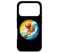 Carcasa para iPhone 17 Pro Labrador Retriever Perro Surfing Surfer Dueño Tabla de Surf Jinete