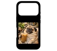 Carcasa para iPhone 17 Pro Lazy Sunday Coffee Pug Funny Relaxing Meme