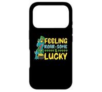Carcasa para iPhone 17 Pro Leprechaun Dino T-Rex En Suerte Sintiendo Rugido Y Suerte