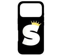 Carcasa para iPhone 17 Pro Letra S mayúscula Alfabeto Monograma Inicial Rey Reina Corona