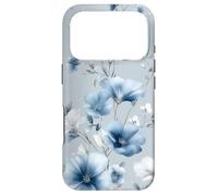 Carcasa para iPhone 17 Pro Light Blue Flower Lover Cute Girly Navy Floral Nature