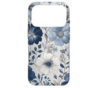 Carcasa para iPhone 17 Pro Light Blue Flower Lover Cute Girly Navy Floral Nature