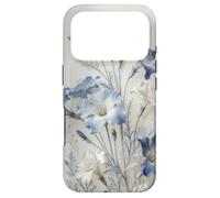 Carcasa para iPhone 17 Pro Light Blue Flower Lover Cute Girly Navy Floral Nature
