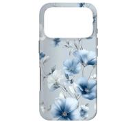 Carcasa para iPhone 17 Pro Light Blue Flower Lover Cute Girly Navy Floral Nature