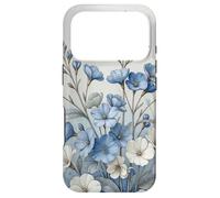 Carcasa para iPhone 17 Pro Light Blue Flower Lover Cute Girly Navy Floral Nature