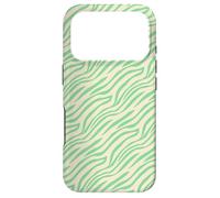 Carcasa para iPhone 17 Pro Lime Cream Green Wavy Lines Curves Flowing Strokes Pattern