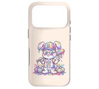 Carcasa para iPhone 17 Pro Lindo Conejo de béisbol de Pascua arcoíris Goteo niños niños niños pequeños