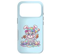 Carcasa para iPhone 17 Pro Lindo Conejo de béisbol de Pascua arcoíris Goteo niños niños niños pequeños