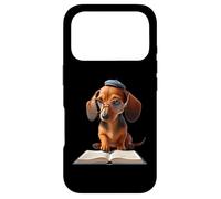 Carcasa para iPhone 17 Pro Lindo Dachshund Bookworm, Weiner Dog Puppy Reading Book