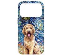 Carcasa para iPhone 17 Pro Lindo Goldendoodle Noche Estrellada Doodle Dog Art por Aja