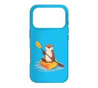 Carcasa para iPhone 17 Pro Lindo gráfico de Nutria Marina remando un Kayak Divertido Estilo Kawaii