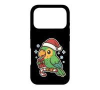 Carcasa para iPhone 17 Pro Lindo Loro en bastón de Caramelo con Sombrero de Papá Noel