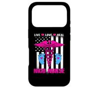 Carcasa para iPhone 17 Pro Live Love Heal NICU Nurse American Flag Nursing Nurses