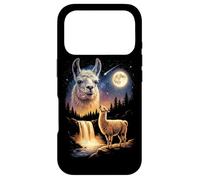 Carcasa para iPhone 17 Pro Llama Aullando a la Luna, extraño Meme Divertido, Llama Alpaca de los 90