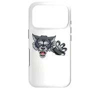 Carcasa para iPhone 17 Pro Lobo De Dibujos Animados Deportes Lobos Equipo Mascota Sosteniendo Hockey Puck