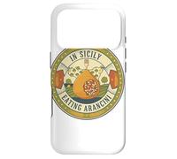 Carcasa para iPhone 17 Pro Logotipo Retro en Sicilia Comiendo arancini.Comida siciliana, Foodie.