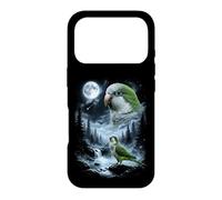 Carcasa para iPhone 17 Pro Loro cuáquero Aullando a la Luna 90's Retro Monk Parakeet