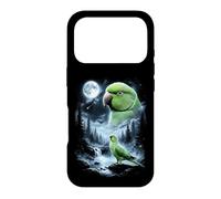 Carcasa para iPhone 17 Pro Loro Indio Ringneck Aullando a la Luna 90's Retro Bird