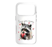 Carcasa para iPhone 17 Pro Love You More Raccoon Holding a Heart Womens Cute Valentine