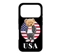 Carcasa para iPhone 17 Pro Love Yourself, Cool Illustration Teddy Bear with USA Flag