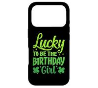 Carcasa para iPhone 17 Pro Lucky to Be The Birthday Girl Shamrock Día de San Patricio