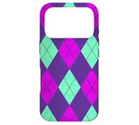 Carcasa para iPhone 17 Pro Magenta y Verde Claro Argyle Preppy Retro Vintage 80s 50s
