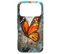Carcasa para iPhone 17 Pro Mariposa Monarca teñida Art Deco Vintage