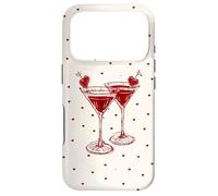 Carcasa para iPhone 17 Pro Martini Glass Pink Olive Bartender and Hearts Cóctel Beige