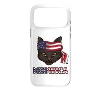 Carcasa para iPhone 17 Pro MAX 4 de Julio Funny Cat Lover Bandera Americana Patriot Pun Kitty