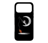 Carcasa para iPhone 17 Pro MAX A Cat Fishing on The Crescent Moon Funny Cats Lovers Fisher