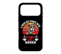 Carcasa para iPhone 17 Pro MAX A Good Day Starts with Coffee and A Boxer Dog Funny Dogs