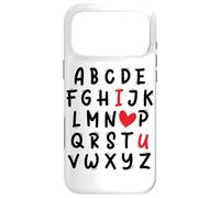 Carcasa para iPhone 17 Pro MAX ABC I Love U Heart Valentine's Day I Heart You Alphabet