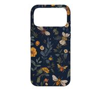 Carcasa para iPhone 17 Pro MAX Abejas y Flores Silvestres en Azul Oscuro