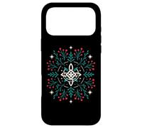 Carcasa para iPhone 17 Pro MAX Adorno Yule Acebo Nudo Brujo y Luna Invernal