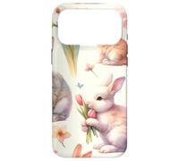 Carcasa para iPhone 17 Pro MAX Aesthetic Spring Flower Patter Vintage Easter Bunny Rabbit