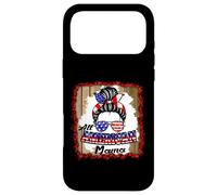 Carcasa para iPhone 17 Pro MAX All American Mama Patriotic Messy Bun USA Flag 4th of July