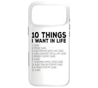 Carcasa para iPhone 17 Pro MAX Amante de Coches Divertido - Diez Cosas Que Quiero en la Vida Coches