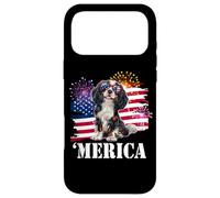 Carcasa para iPhone 17 Pro MAX American 4th July Fourth USA Flag Tri Color Cavalier Dog