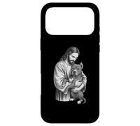 Carcasa para iPhone 17 Pro MAX American Staffordshire Terrier y Jesús Christian Faith Dog