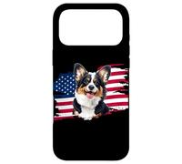 Carcasa para iPhone 17 Pro MAX American USA Flag 4th July Fourth Black Tricolor Corgi Lover