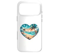 Carcasa para iPhone 17 Pro MAX Atardecer Playa y Palmeras Romántico Corazón Obra De Arte